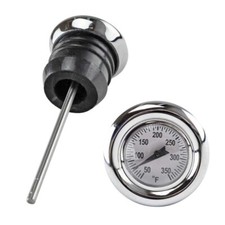Chrome Shorty Style Oil Tank Dipstick w/ Oil Temperature Gauge 1979-2003 Harley