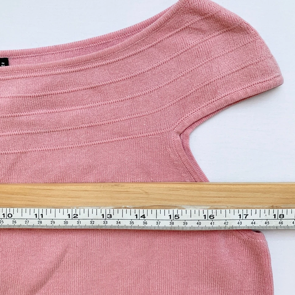 2000s Y2K Evie Silk Baby Pink Shoulder Cap Sleeve Bardot Boat Neck Fairy Top S M Foto 4 de 4