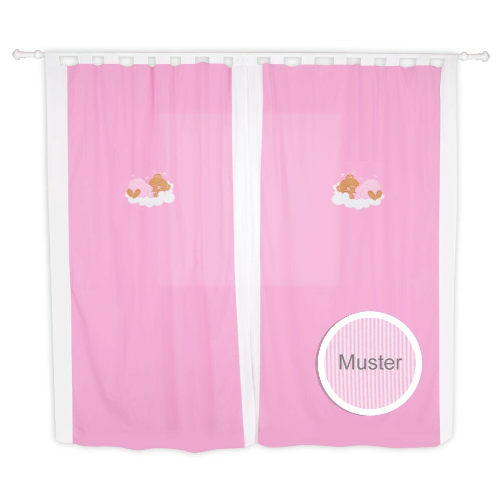 Sleeping Bear Kinderzimmer Vorhänge 140x230cm - Baumwolle Mit Bären-Stickerei