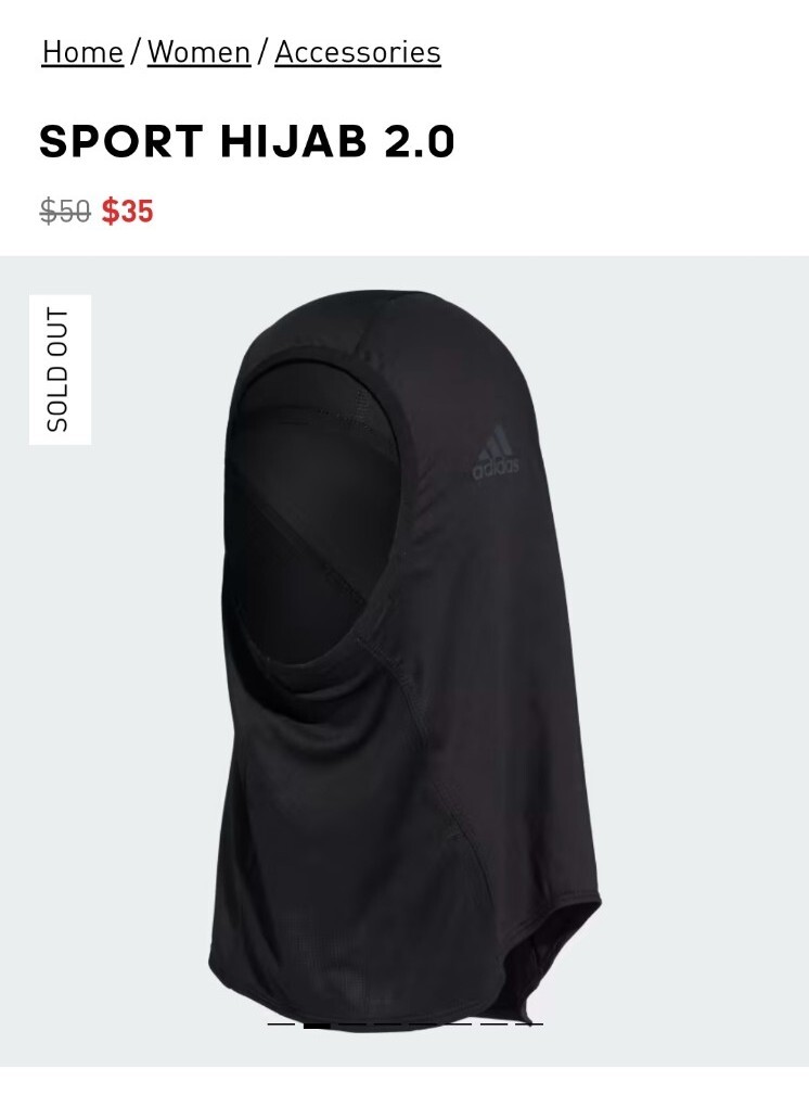 NEW Adidas SPORTS Hijab II Adjustable with Inner Cap GK2099 Black UK M