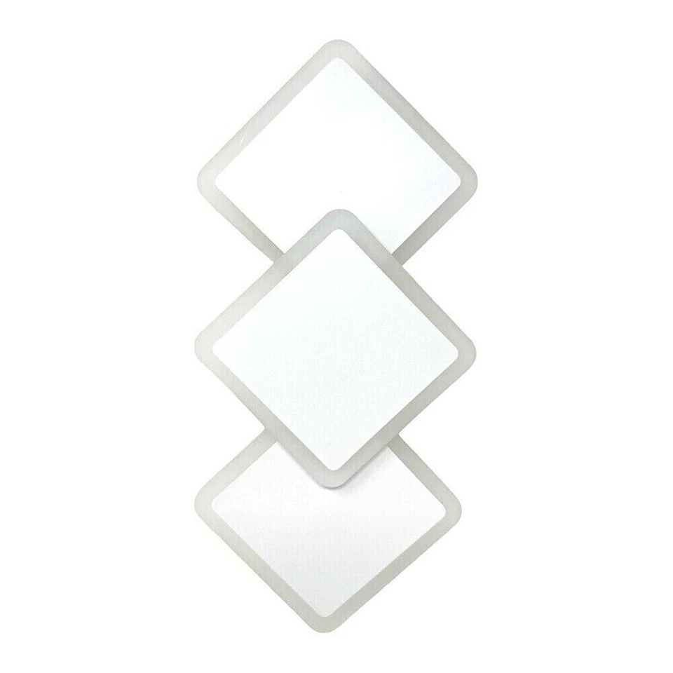 Applique led luce bianca calda naturale 14 w lampada da parete 3 rombi in vetro - Immagine 3 di 4