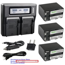 Kastar Battery Dual LCD Fast Charger for Canon BP-970G Canon GL1 GL-1 GL2 GL-2