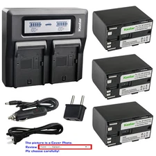 Kastar Battery Dual LCD Fast Charger for Canon BP-970G & Canon GL1 GL-1 GL2 GL-2