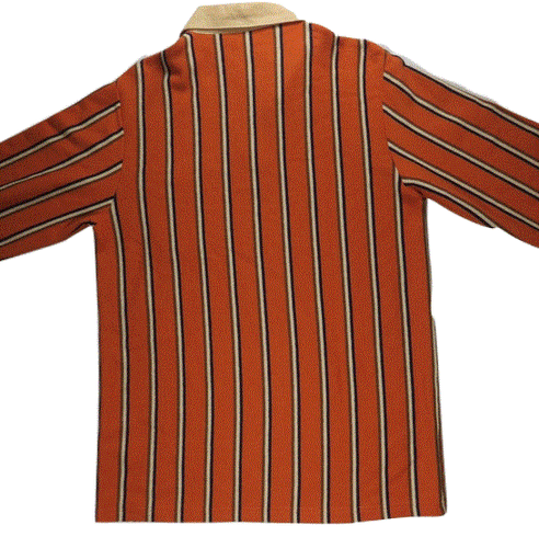 Valentino Rudy Italy Mens Polo Shirt M Golf Logo Casual Striped Dapper Orange - Picture 4 of 7