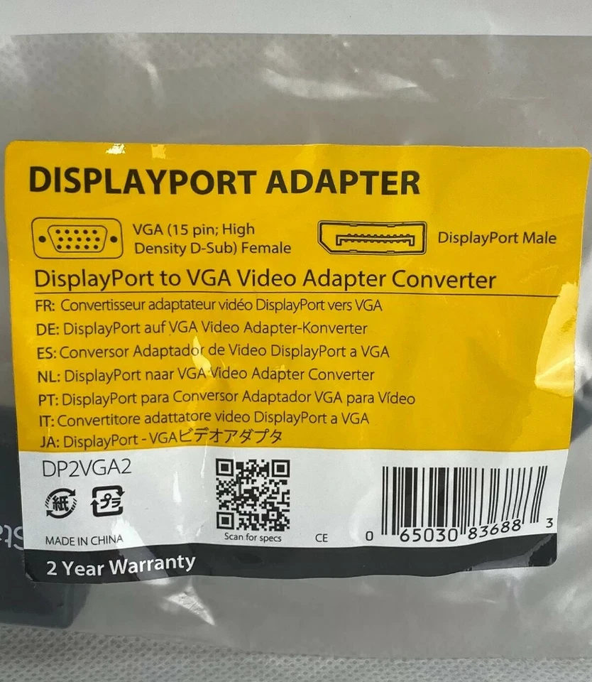 StarTech Display Port Adapter to VGA Video Converter 15 Pins DP2VGA2 Open Box - Image 2 of 4