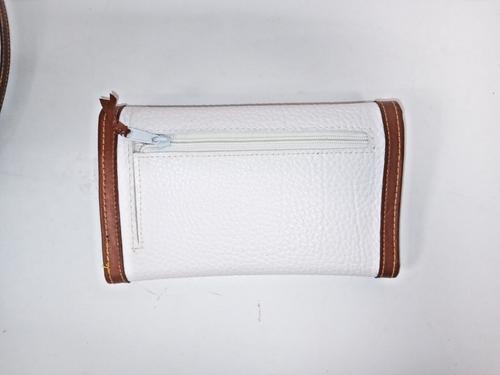 Vintage Dooney & Bourke Satchel, White & Tan Brown Leather with Purse. - Picture 6 of 10