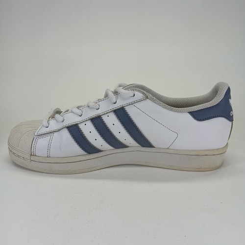 Adidas Superstar Shoes White And Blue Leather Athletic Sneakers Men's Size 6 - Picture 5 of 7
