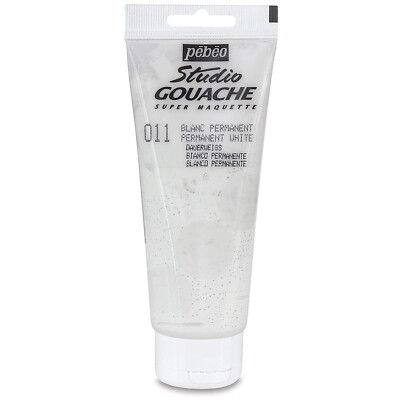 PEBEO Studio Gouache Fluid Paint - 100 ml, Permanent White, Velvet Matte Form...