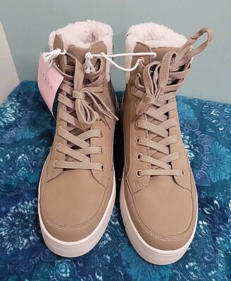 Serra Womens Size Tan Faux Suede Warmlined High-Top Sneakers Ladies Boots  NIB