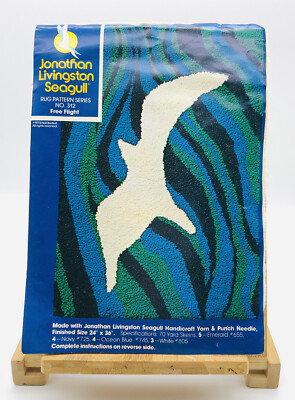 Kit Punch Needle Vintage 1973 Jonathan Livingston Seagull - Motif Tapis N°311 - 24x36 Pouces - NOS (neuf Ancien Stock)