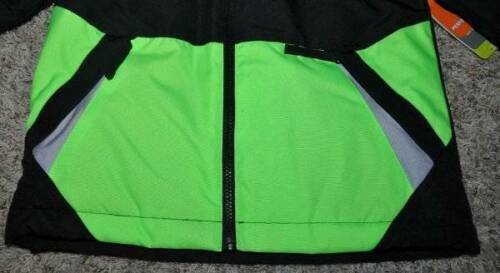 Boys Jacket 4 in 1 Winter Athletech Black Green Hooded Snow Board Ski Coat- 4/5 - Picture 5 of 12