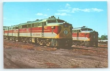 Postcard Erie Lackawanna 851 Pair of Alco PA's at Rest Marion Ohio c1967