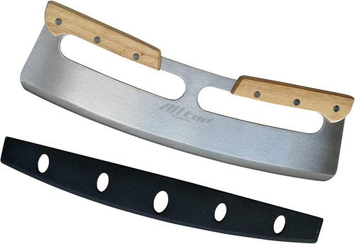 Pizza Cutter Rocker,Stainless Steel Blade Knife with Double Wooden New - Picture 10 of 12