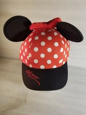 Disney Parks Minnie Mouse Ears Polka Dot Youth Girl Hat Baseball Black Red White