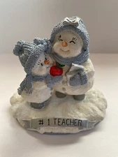2000 SNOW BUDDIES #1 TEACHER Figurine Encore Group Snowman Apple & Books