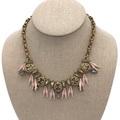 J Crew Pink Spikes Crystal Gold-Tone 