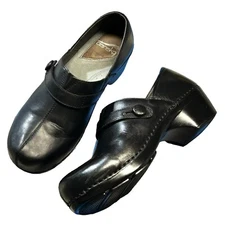 Dansko Womens Size 40 Solstice Slip On Leather Shoes Clogs Heel 9815020200 Black