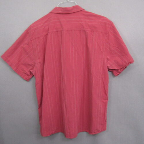 Life Is Good Mens Button Up Shirt XL Pink Short Sleeve Striped Pocket - Picture 3 of 7