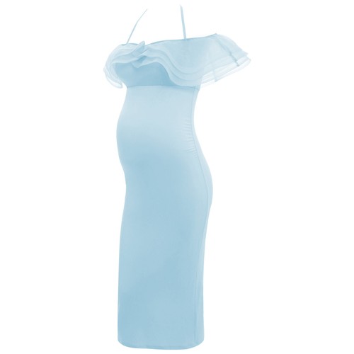 Maternity Women Dress Summer Pregnant Calf-length Nightgown Split Design Party - Picture 7 of 59