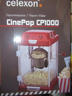 celexon CinePop CP1000 Popcorn-Maschine - 245x28x43cm - Rot-Retro/Kino-Design...