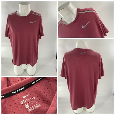 Nike Running Dri-Fit Shirt XL Men Raspberry Cotton Poly Crew YGI A2-335 |  eBay
