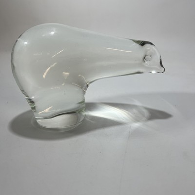 VTG UNUSUAL CLEAR CRYSTAL SEAL BIRD PENGUIN FIGURINE LARGE PAPERWEIGHT