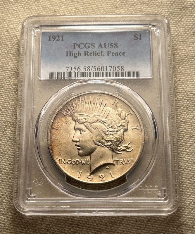 1921 High Relief Peace Dollar PCGS AU58 F001