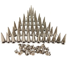 50 Pcs Silver Cone Spikes Screw Back Studs Rivets For Leather Crafts 10x25mm