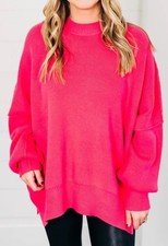 Free People Easy Street Tunic Women's Size M Pink Sweater Relaxed Knit