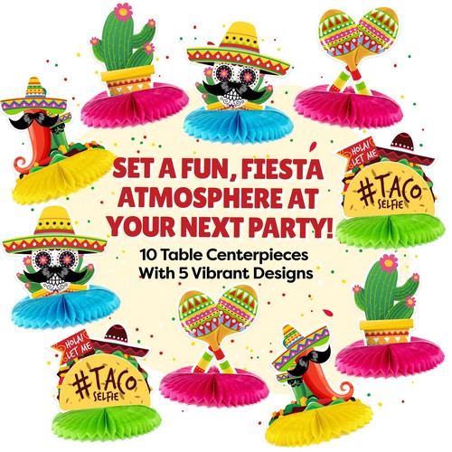 Mexican Table Centerpiece Set - 10 Pack - Cinco de Mayo Party Decorations Fie... - Picture 2 of 7