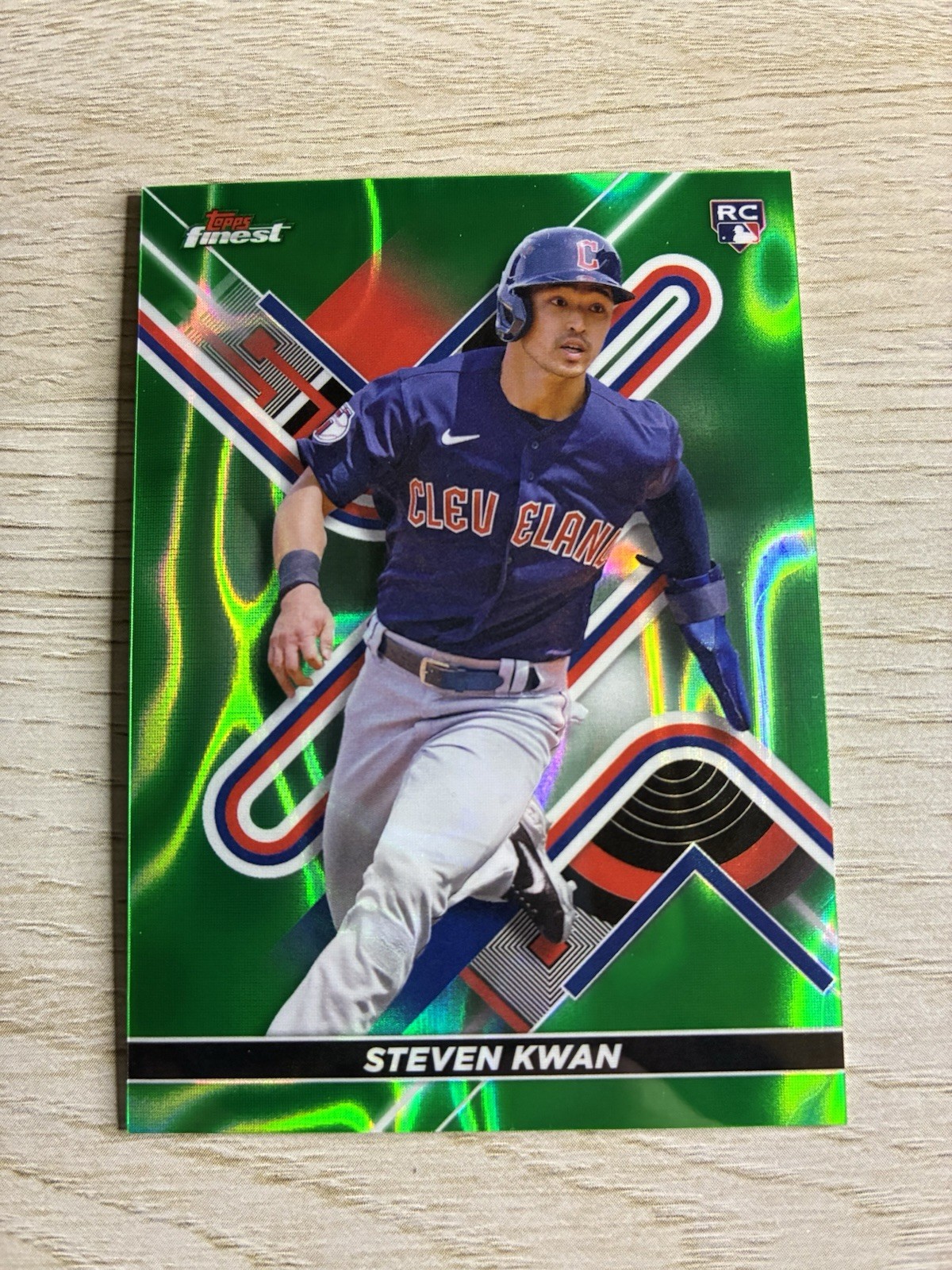 2022 Topps Finest Steven Kwan RC Green Lava Refractors 39/99