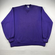 Vintage Russell Athletic Sweatshirt Mens XL Purple Fleece Crewneck Blank USA 90s