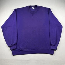 Vintage Russell Athletic Sweatshirt Mens XL Purple Fleece Crewneck Blank USA 90s