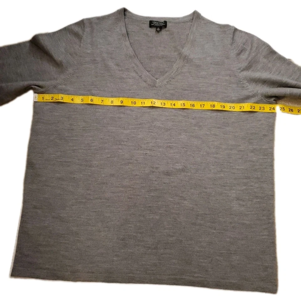 Пуловер Lord & Taylor из сверхтонкой шерсти мериноса с V-образным вырезом свитер размер 2x серый - Изображение 3 из 4