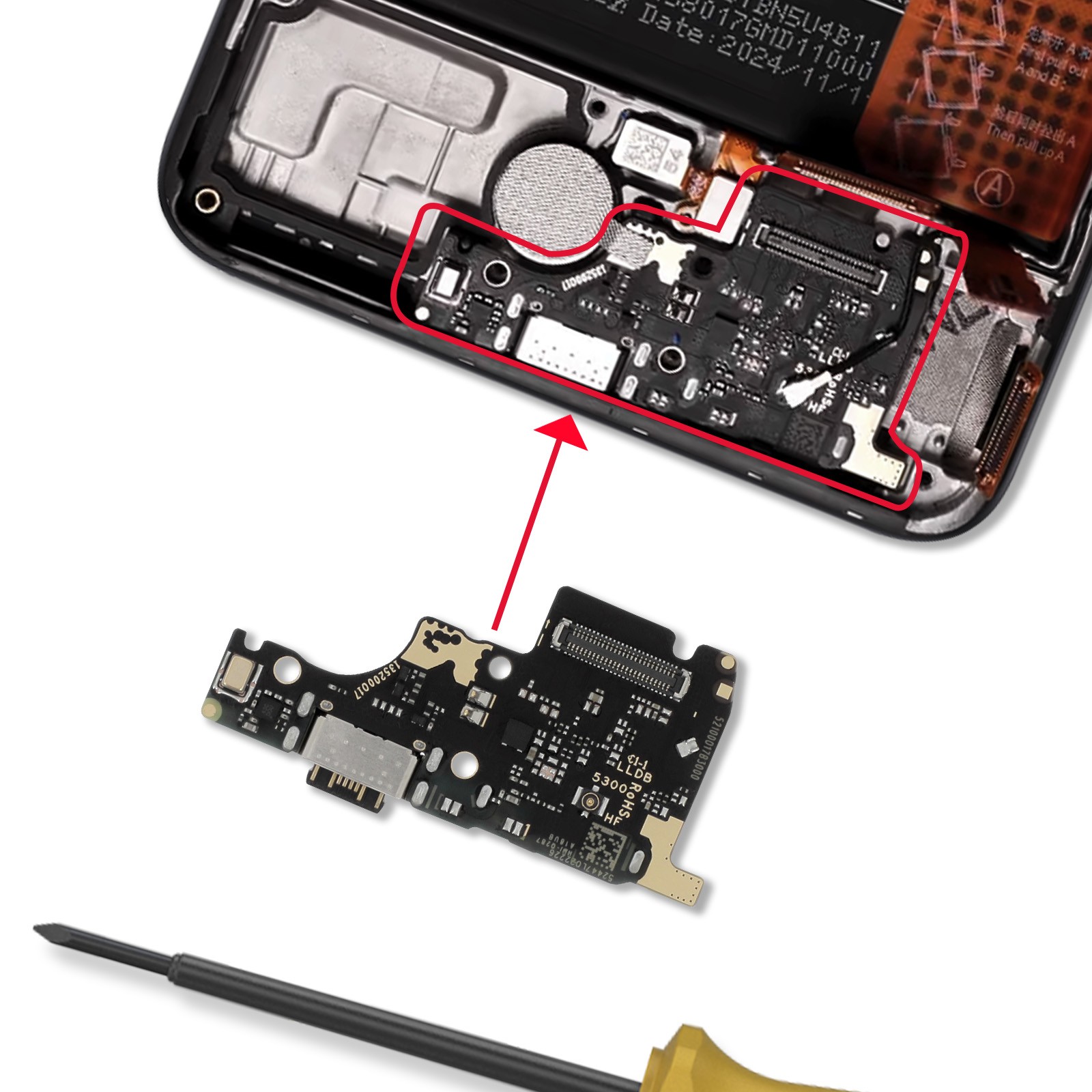Connecteur de charge Redmi Note 14 5G nappe de remplacement micro et circuit SIM - 4