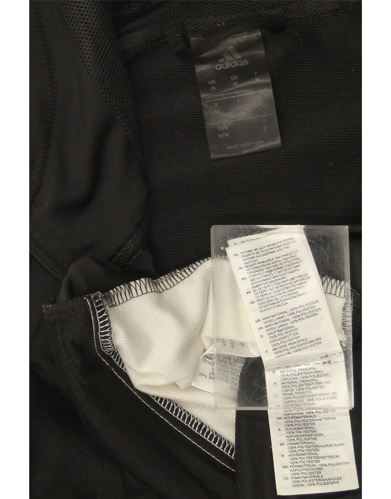 ADIDAS Mens Zip Hoodie Sweater Medium Black Colourblock Polyester DU93 thumbnail 4