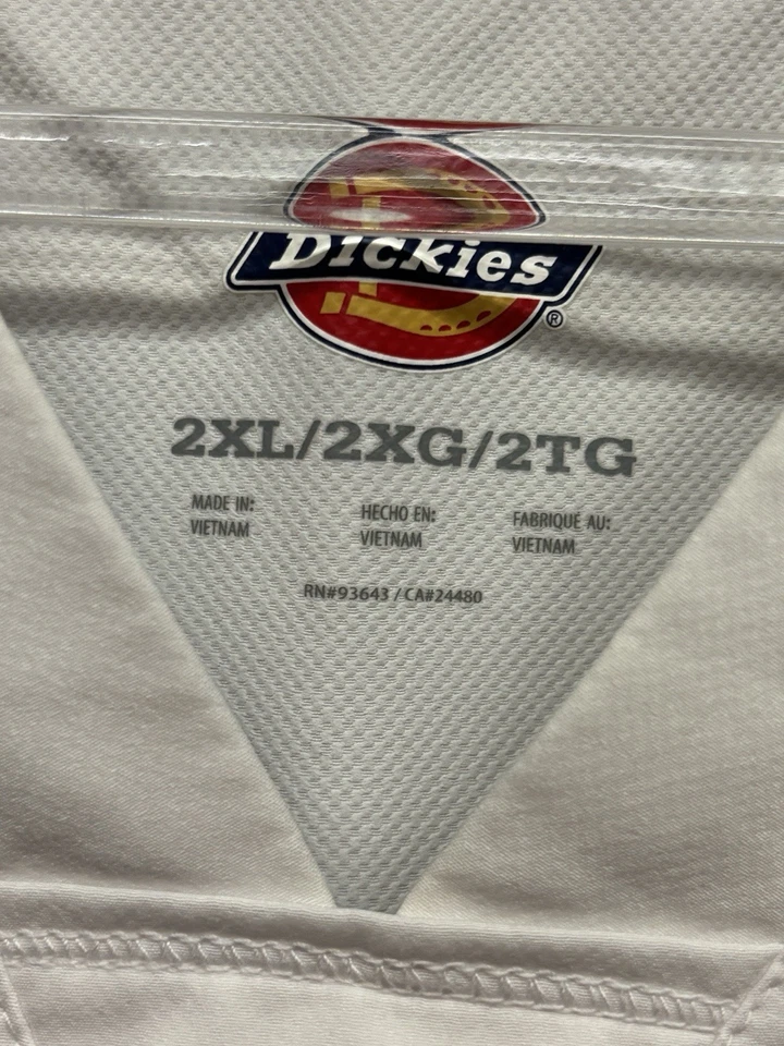 Dickies Men’s 2XL White Scrub Top – Utility V-Neck with Zip Sleeve Pocket - Image 2 of 4