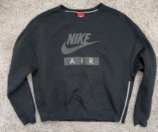 Women s Nike Air Crewneck Sweatshirt Zipper Detail Black Size S