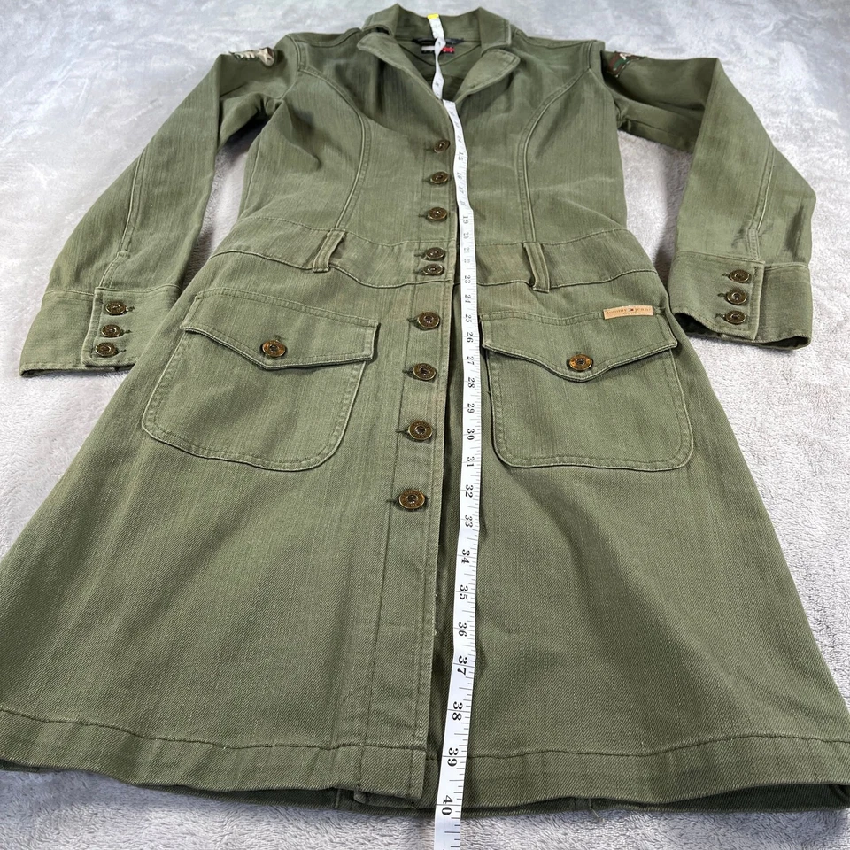 Tommy Jeans Vestido Utilitario Verde Ejército S Militar Estilo Y2K Gabardina Vibraciones Foto 4 de 4