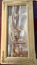 Antique Victorian Baroque Gold Gilded Frame & W. Schaffner Barn Watercolor Print