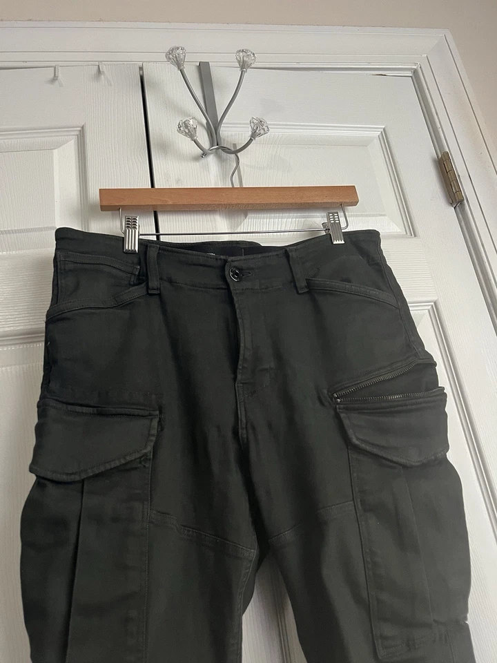 G-Star Raw Dark Olive Green Rovic Zip 3D Straight Tapered Cargo Pants Mens 34 - Image 3 of 4