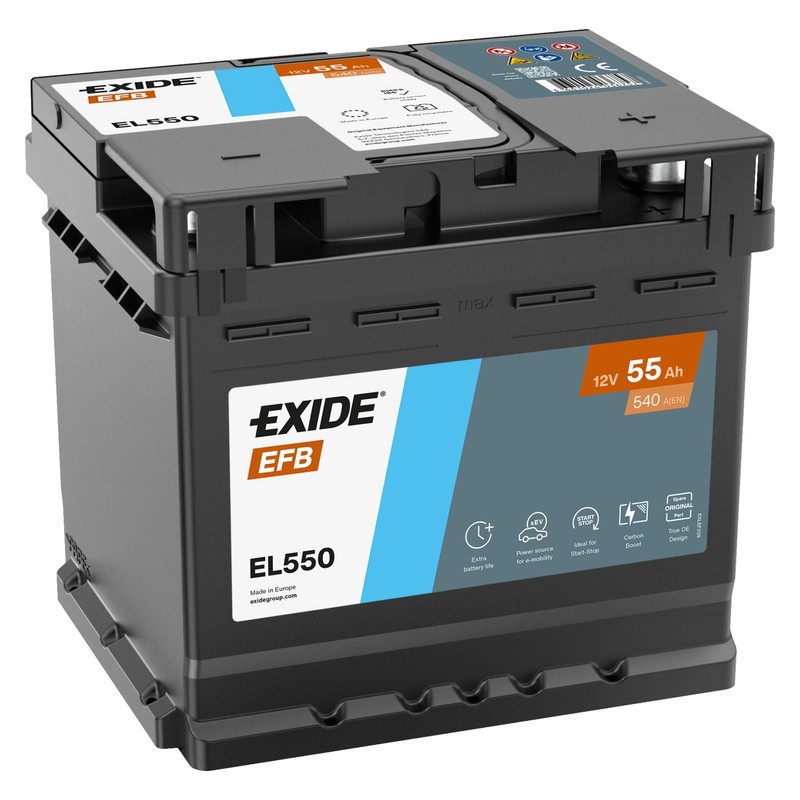 Batteria Exide El550 12V 55ah 540A Efb Start&stop Fiat Audi Vw Seat Skoda Suzuki - Immagine 1