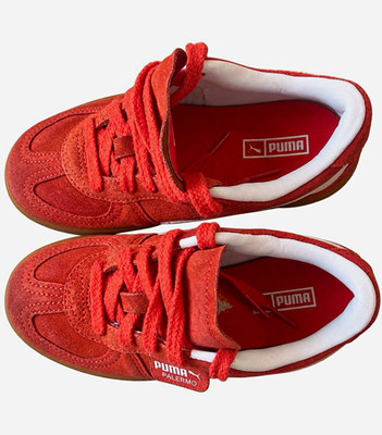 PUMA Palermo Unisex Kids Sneaker US 12 Red/White Suede Lace Up Low Top