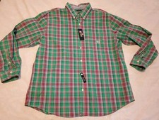 Chaps Button Up Red Green Plaid Christmas Holiday Easy Care Dress Shirt Mens 2XL