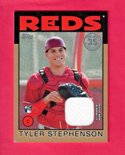TYLER STEPHENSON 2021 Topps Series 2 1986 Baseball Relic RC GOLD /50 86BR-TS Red
