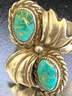 Vintage Womens 6.75 Navajo Elaine Sam 925 Silver Turquoise Leaf Butterfly Ring