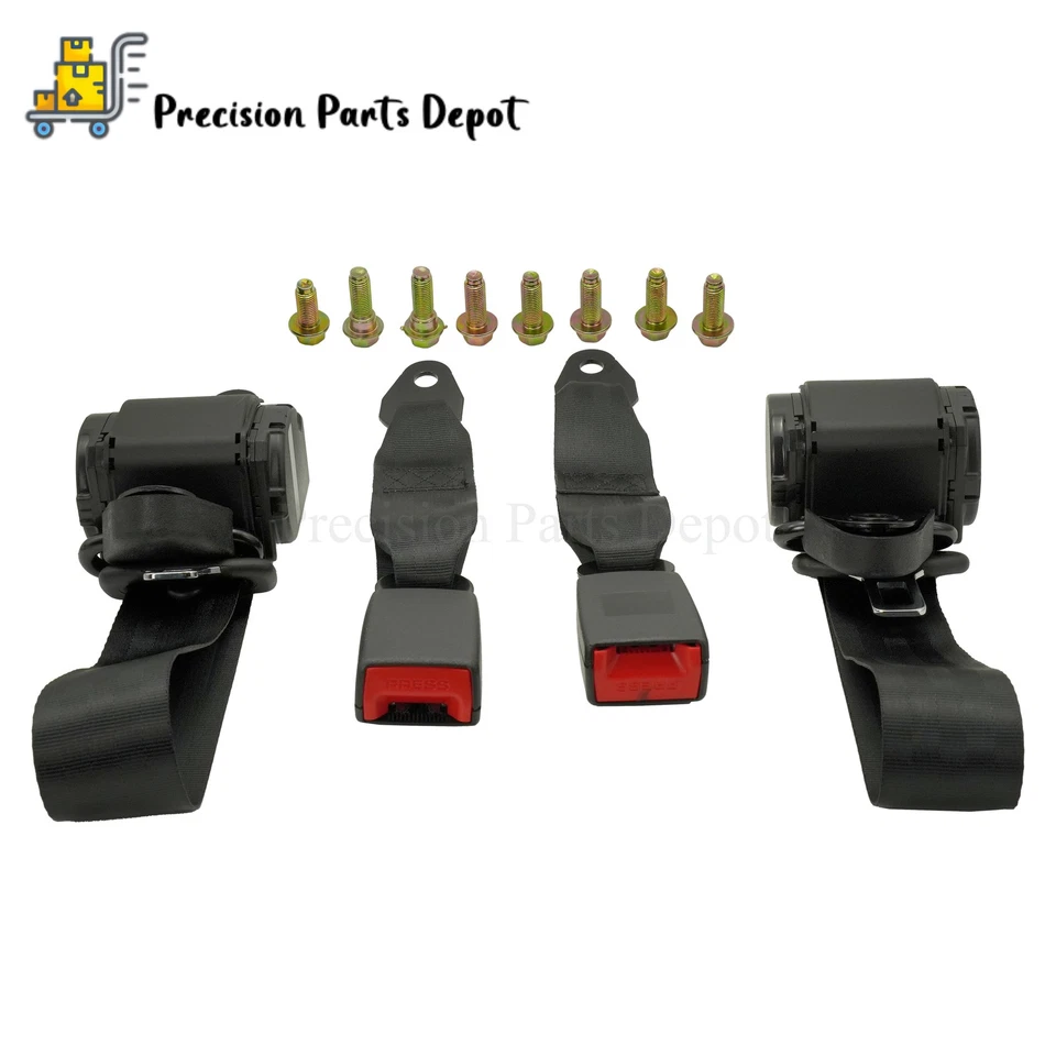 2PCS 3 Point Safety Seat Belt Straps Car Vehicle Retractable Adjustable Belt Kit Foto 3 de 4