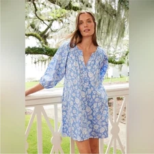 LAKE Hammock Shirt Dress Floral Balloon Sleeve Cottagecore Mini Baltic Bouquet