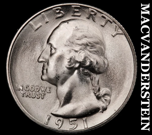 1951-S Washington Quarter- Silver- Choice Gem Brilliant Unc Semi Key #J1049