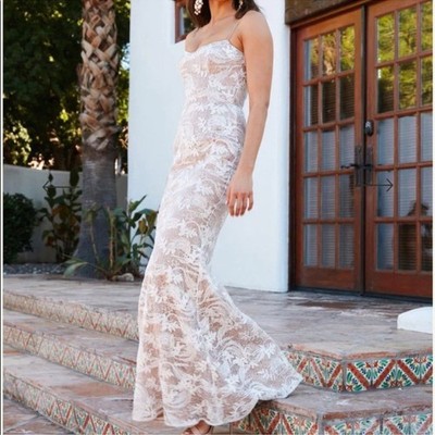 Dress the Population Giovanna Maxi Dress Lace White Size Small